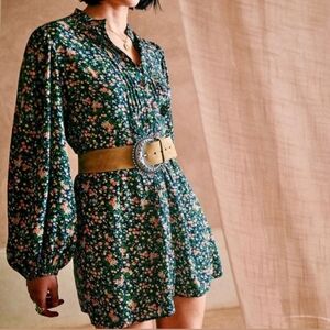 Sezane Sobral Mini Dress Garden Marine 38 or 6